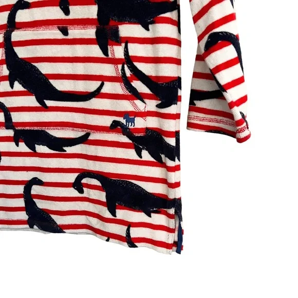 Mini boden red white and blue striped Nessie terry cloth hooded coverup - Picture 3 of 5
